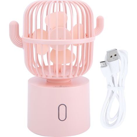 Wiederaufladbarer USB-Tischventilator, 3 Geschwindigkeitsstufen, tragbar für Reisen und Büro, pink (1/5)