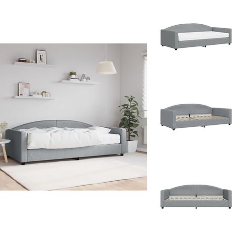 Lit de jour avec matelas gris clair 100x200 cm tissu - Canapé Convertible - Lit Deux Places - Lit Invité - Mobilier Salle Séjour - Literie (1/5)