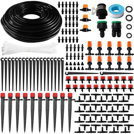 Kit di irrigazione a goccia da 202 pezzi (4/6 mm), tubo di irrigazione da 25 m, sistema di irrigazione con raccordi dritti a innesto rapido, connettori a T, tappi terminali, per giardino e piante.