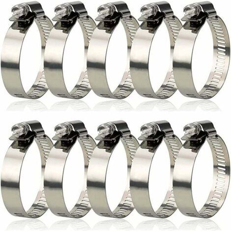 Collier de serrage, lot de 10. Collier de serrage réglable 27-51 mm en acier inoxydable 304. (1/5)