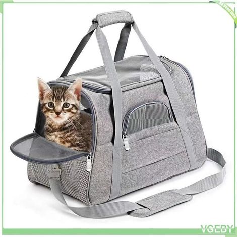 Sac de transport pour animaux - FAFEICY - 43x28x25 cm - Oxford respirant - Jusqu'à 10 kg - Coussin peluche (1/5)