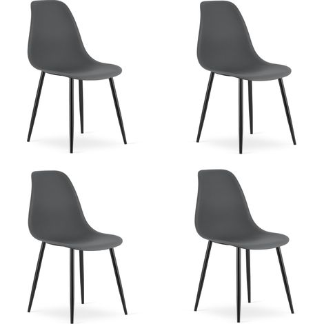 Chaise WAT gris foncé / pieds noirs x 4 (1/5)