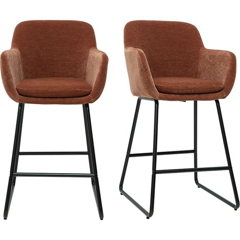 Sgabelli da bar in tessuto effetto velluto color bruciato H65 cm (set di 2) AMIKA