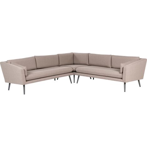 Sofá esquinero 5 plazas beige gris poliéster resistente agua UV exterior Loretello