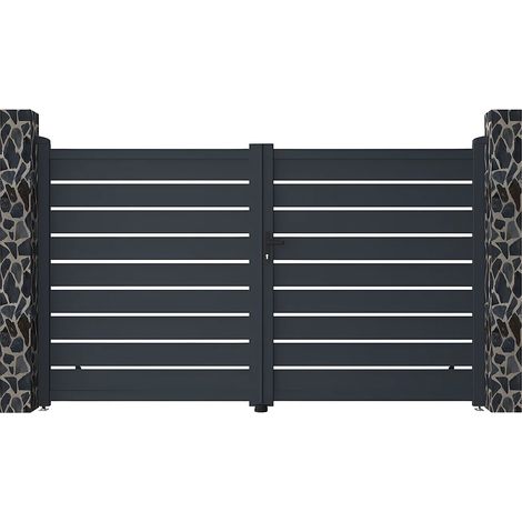 Cancello a battente traforato L300 x H176 cm in Alluminio Antracite - PRIMO