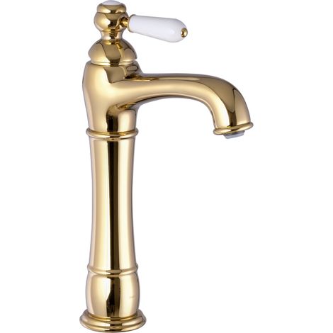 PaulGurkes Nostalgie Armatur Gold Lang für Aufsatzwaschbecken Waschschalenarmatur (1/5)