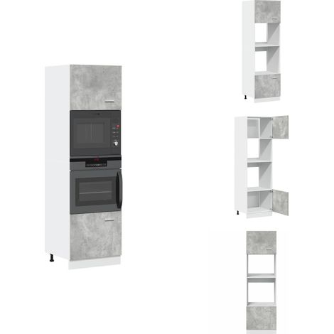 Armoire à micro-ondes Gris béton 60x57x207 cm Aggloméré - Armoire À Micro-ondes - Armoires À Micro-ondes - Armoire De Cuisine - Placard De Cuisine (1/5)