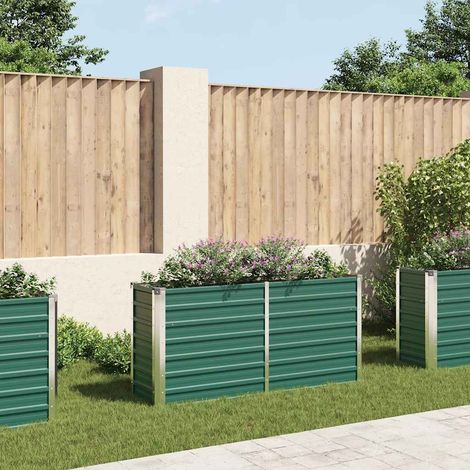vidaXL Letto Rialzato Giardino in Acciaio Zincato 160x40x77 cm Verde