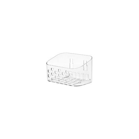 Cesta de ducha pequeña de pared sin necesidad de taladrar para baño y cocina, de plástico transparente - Crezuo