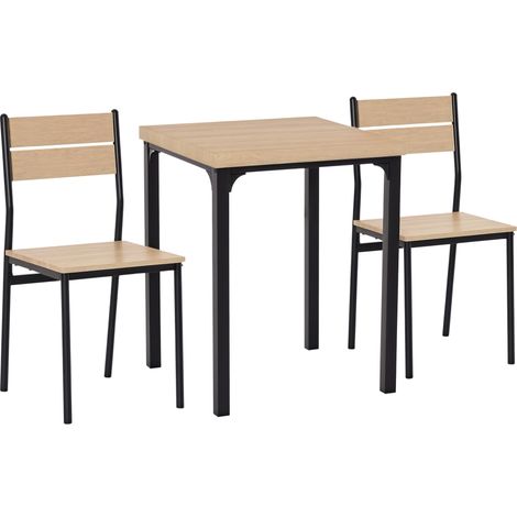 Conjunto de Mesa y 2 Sillas de Comedor de 3 Piezas para Espacios Pequeños para 2 Personas Carga 120 kg Madera Natural (1/5)