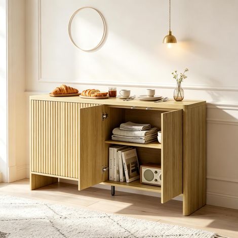 Armoire basse pratique avec beaucoup d'espace, Buffet moderne, Commode polyvalente au design contemporain, Armoire de rangement élégante (uniquement avec armoire de rangement (1/5)