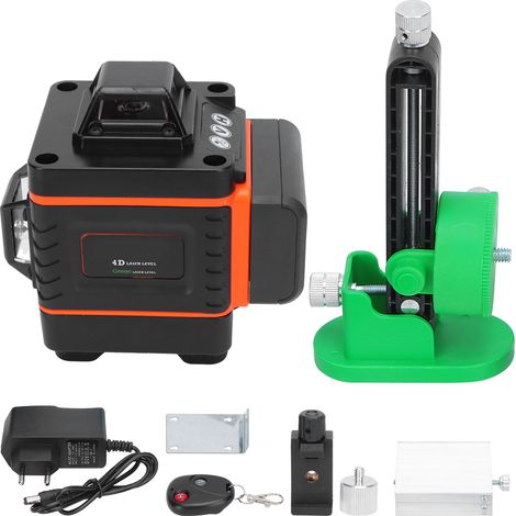 Niveau laser auto-nivelant Green Beam 16 lignes, outil de chantier à 110-240V AC, couleur orange, pour rénovation et bricolage domestique, précision élevée, mise à niveau automatique. (1/5)