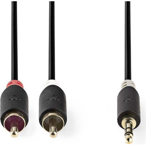 Câble Audio Stéréo 3.5 Mm Mâle 2x Rca Male Plaqué Or 2.00 M Rond Anthracite Boite Avec Fenêtre - Nedis (1/5)