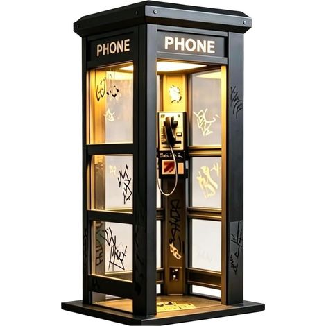 Lampe rétro haute pour cabine téléphonique avec éclairage LED chaud - Décoration pour chambre à coucher, bureau, décoration d'intérieur unique (1/5)