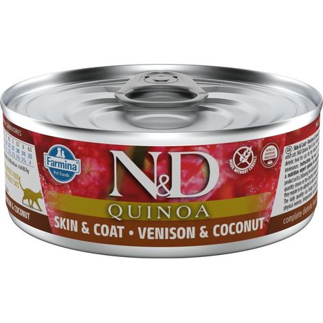 Farmina  Quinoa N&D  Lata de 80 g - Piel y pelaje  Venado, quinoa, coco y cúrcuma 80 g