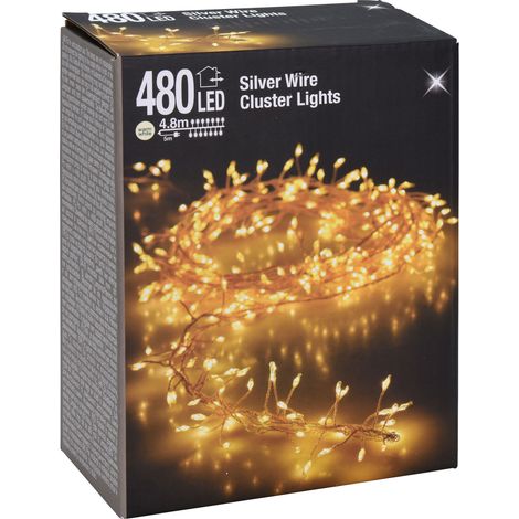 Silver Wire CLUSTER Lights - 480 LED / 4,8 m - Draht Büschel Lichterkette für Außen