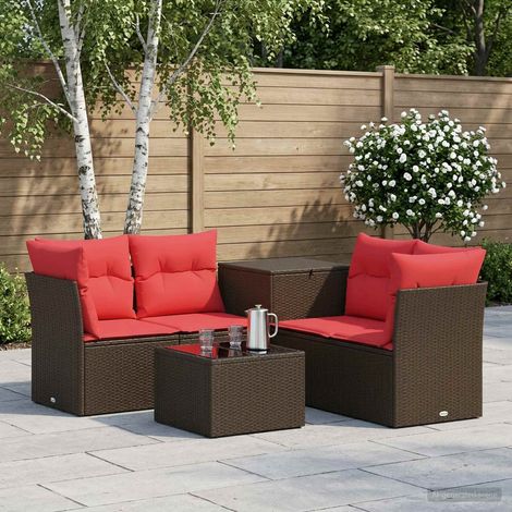 Set di divani 6 pz Marrone e Rosso 55 x 55 x 37 cm vidaXL (1/5)