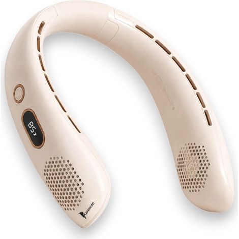 Karawan Hanging Neck Fan, Pink, Bladeless, Portable USB Rechargeable, Hands-Free, Silent and Lightweight (1/5)