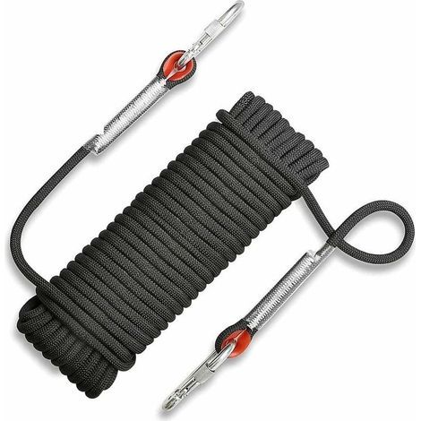 20 m langes Kletterseil für den Außenbereich, reißfestes Bergsteiger-Rettungsseil, 13 mm Durchmesser, Schwarz (1/5)