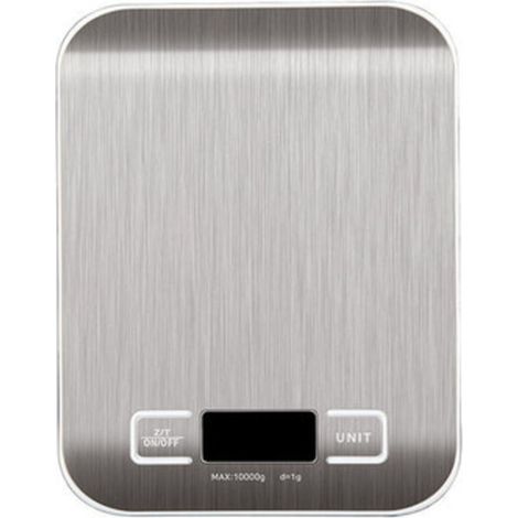 Cette balance de cuisine électronique rechargeable en acier inoxydable a une capacité de pesée maximale de 10 kg et une précision de 1 gramme.
