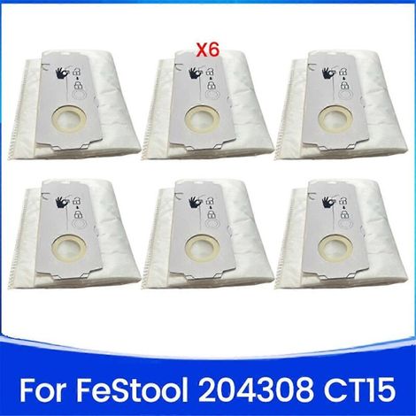 Lot de 6 sacs à poussière filtrants 204308 CT Mini/Midi -2/5 pour aspirateur FeStool 204308 CT 15-AquaForge (1/3)