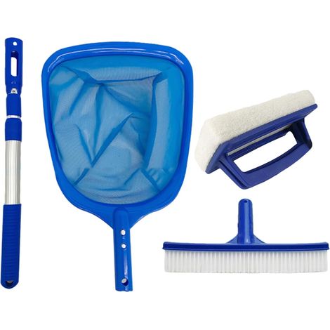 Kit De Nettoyage Piscine, Épuisette Piscines À Mailles Fines, Fournitures Complètes Nettoyage, 4 Pièces, avec Brosse Piscines, Écumeur Filet - (1/5)