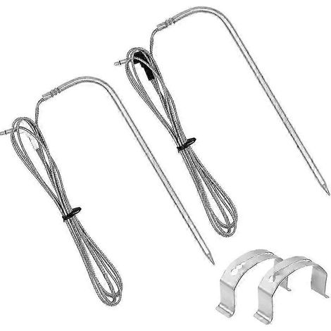 Sonde de rechange pour thermomètre à viande, compatible avec les fours à granulés, en acier inoxydable avec clip de fixation. (1/5)