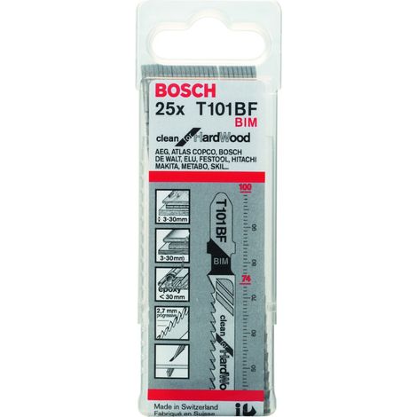 Bosch PRO Hardwood clean T101BF Stichsägeblatt, 100 mm, 25 Stück