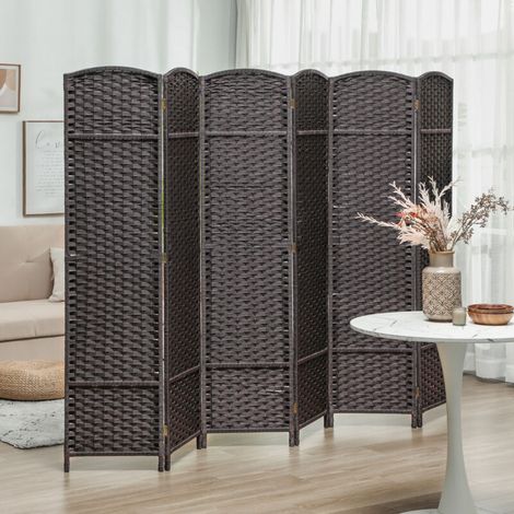 Cloison amovible Paravent interieur en bois 6 panneaux 240 x 170 cm séparateur de pièce pliable pour salon, chambre à coucher, naturel (1/5)