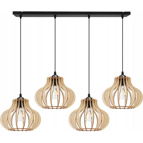 LAMPADA A SOSPENSIONE, LAMPADARIO DA SOFFITTO, IN LEGNO, PARALUME A LED (1/5)