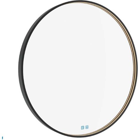 Nimco Specchi - Specchio con illuminazione LED, diametro 80 cm, sensore tattile, nero opaco ZPC 31002RVX-90 (1/5)