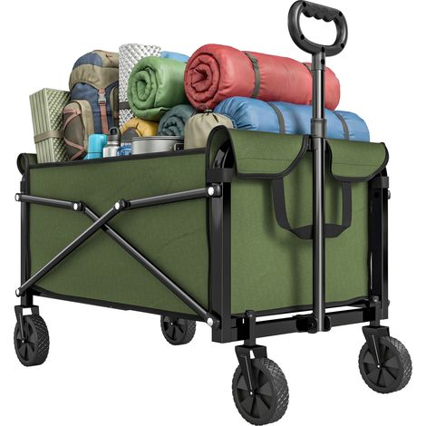 Outsunny 81L Festival Trolley on Wheels, Garden Folding Trolley Cart, Green