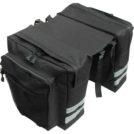 Lot de 2 sacoches de vélo pour vélo de montagne - En PVC étanche - Accessoire de vélo - Résistant à la déchirure - Bandes réfléchissantes à l'arrière - Convient pour les vélos, VTT, etc Noir (1/5)