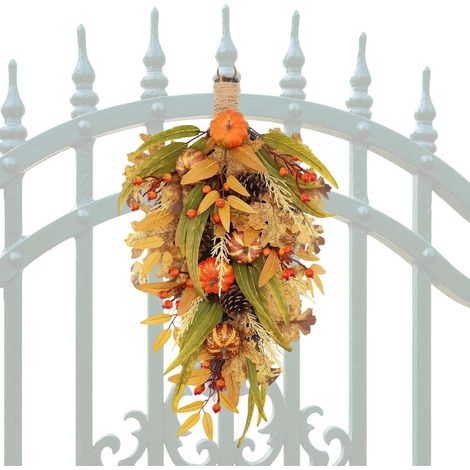 Couronne d'automne Feuilles Et Baies Suspendues À l'envers Couronne Automnale Réutilisable Pour Porte D'Entrée Pour Porche Maison Mur Extérieur Thanksgiving Fête Ferme Cuisine Placard (1/5)