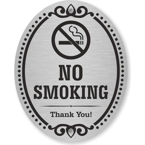 Firmar "No Fumar10,12 cm x 12,8 cm, aluminio con reverso adhesivo/pegatina, color plata-negro, (2 piezas) (1/5)