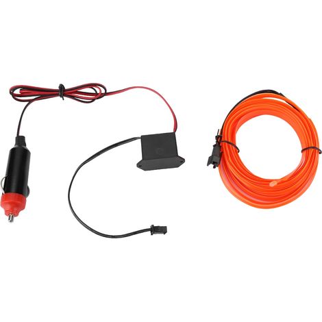 Fil lumineux DC 12V orange pour voiture, câble lumineux froid avec allume-cigare, 2 mètres (1/5)