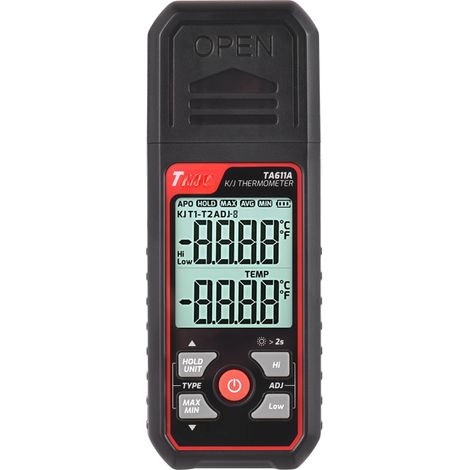 Beyamis Thermomètre numérique portable TA611A - Monocanal avec thermocouple K/J et alarmes haute/basse (1/5)