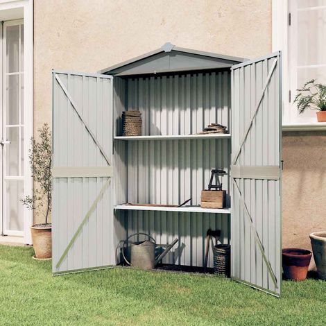Gerätehaus Grau 116x45x175 cm Verzinkter Stahl
