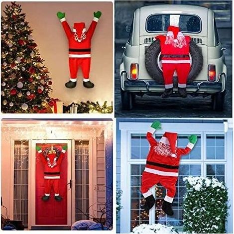 108/170cm Large Hanging Christmas Decoration, Santa Claus Hanging for Indoor and Outdoor, Home, Door, Wall, Window, Car, Stairs, Roofs, Red (1/5)