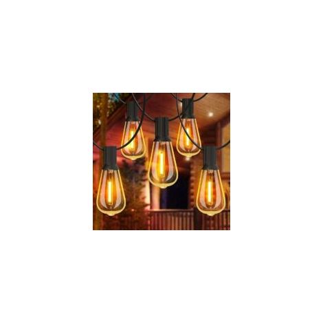 Guirnalda de luces LED para exteriores, 30 m, con bombillas ST38, luz blanca cálida de 2200 K, resistente al agua, ideal para jardín, fiestas y patios - Crezuo