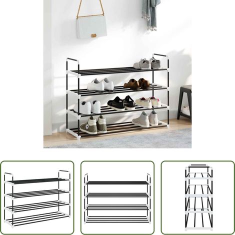 vidaXL Schuhablage - Schuhregal mit 4 Etagen Metall und Kunststoff Schwarz (1/5)