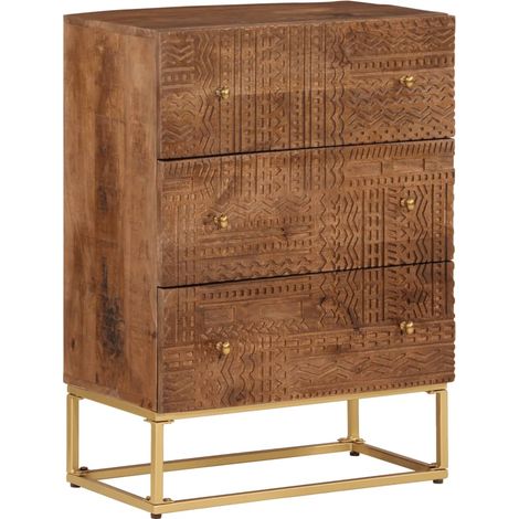 Chest of Drawers 55x30x76 cm Solid Wood Mango and Iron vidaXL
