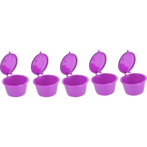 Lot de 5 capsules de café de 50 ml avec filtre à café réutilisable et cuillère pour machine à café DOLCE GUSTO (violet) (1/5)