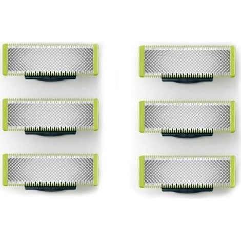 Applicable à OneBlade - Lames de rechange, pour rasoir/tondeuse électrique OneBlade, acier inoxydable robuste, taille, stylisation et rasage, lot de 6 (1/4)