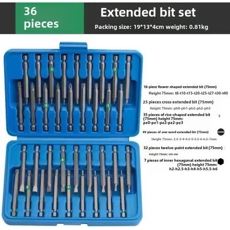 Tournevis électrique, perceuse électrique manuelle automatique, ensemble complet de 50 et 36 têtes (jeu de 36 tournevis) (1/5)