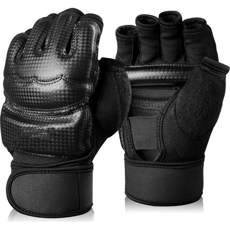 Gants d'entraînement, cuir, paume ouverte, protection du poignet, gants de combat Taekwondo Muay Thai Arts martiaux, hommes femmes (1/4)