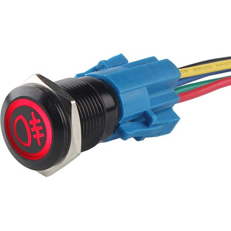 Noir Coque 19mm Interrupteur à Bascule Rouge LED 12V 3A Bouton Poussoir Voiture Métal Interrupteur étanche Lumière de Brume Arrière Prise de Courant (1/5)