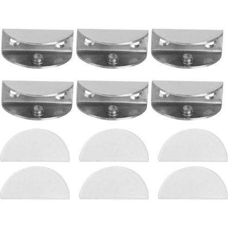 Juego de 6 abrazaderas de vidrio de acero inoxidable cepillado, soporte para abrazaderas de vidrio, herramienta de fijación de paneles para vidrio de 12-14 mm de espesor.