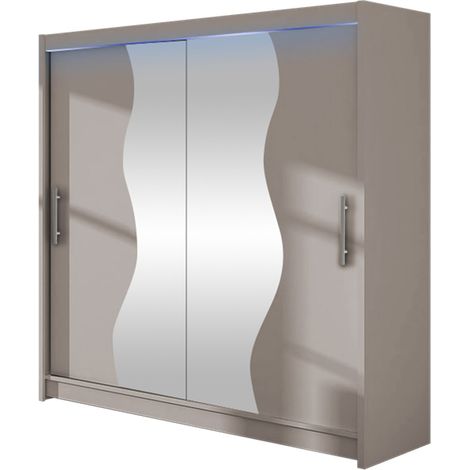 Armario Closico Area, Cachemira, 215x180x58cm, Puertas de armario: Correderas, Número de estantes: 5, LED