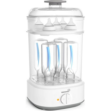 Stérilisateur de bouteille, Stérilisateur de vapeur de bouteille de bébé, Électrique de désinfectant de bouteille de bébé avec minuteur pour les bouteilles de bébé, Soupettes, Pièces de pompe